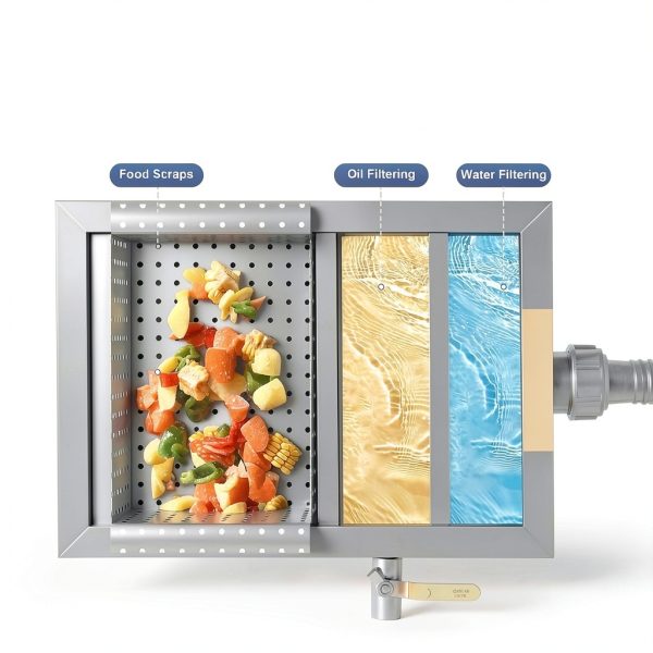 Grease Trap DYNAMI 8-10Lbs Stainless Steel Interceptor Auto Shutoff-3