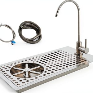 Glass Rinser Cup Washer, Commercial 304 Stainless Steel Pitcher Rinser with Faucet and Multi Angle Cleaning Nozzle for Bar, Cafe, Restaurant, Hotel, Home-0