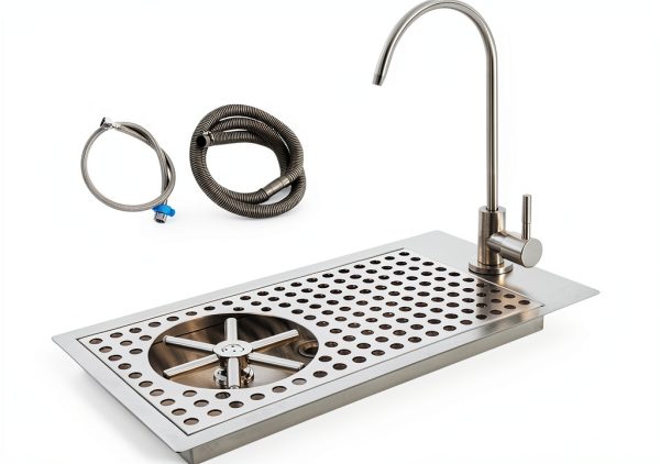 Glass Rinser Cup Washer, Commercial 304 Stainless Steel Pitcher Rinser with Faucet and Multi Angle Cleaning Nozzle for Bar, Cafe, Restaurant, Hotel, Home-0