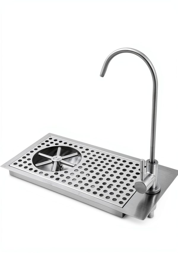 Glass Rinser Cup Washer, Commercial 304 Stainless Steel Pitcher Rinser with Faucet and Multi Angle Cleaning Nozzle for Bar, Cafe, Restaurant, Hotel, Home-4