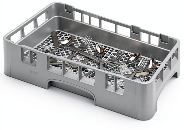 Cambro Camrack Polypropylene Flatware Washing Rack Half-Size Soft Gray-0