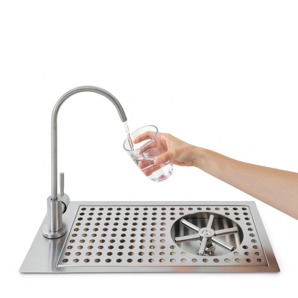 Glass Rinser Cup Washer, Commercial 304 Stainless Steel Pitcher Rinser with Faucet and Multi Angle Cleaning Nozzle for Bar, Cafe, Restaurant, Hotel, Home-2