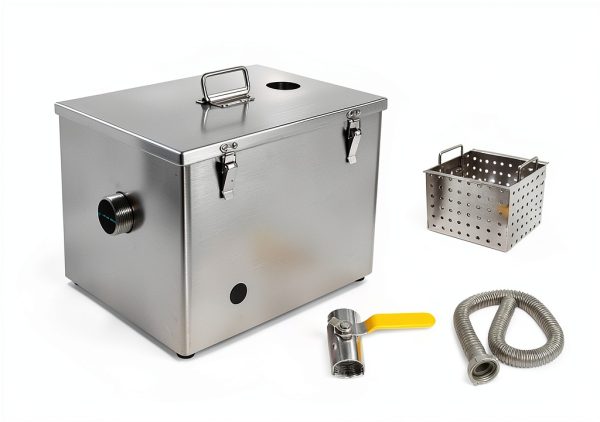 IRONWALLS 8LBS Top Inlet Commercial Grease Interceptor, Stainless Steel Grease Trap 4 Gallon, Under Sink Grease Trap Waste Water Oil-water Separator for Restaurant, Cafe, Canteen, Factory, Kitchen-2