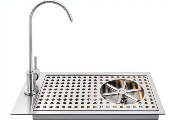 Glass Rinser Cup Washer, Commercial 304 Stainless Steel Pitcher Rinser with Faucet and Multi Angle Cleaning Nozzle for Bar, Cafe, Restaurant, Hotel, Home-7