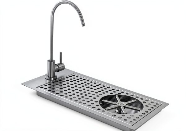 Glass Rinser Cup Washer, Commercial 304 Stainless Steel Pitcher Rinser with Faucet and Multi Angle Cleaning Nozzle for Bar, Cafe, Restaurant, Hotel, Home-6