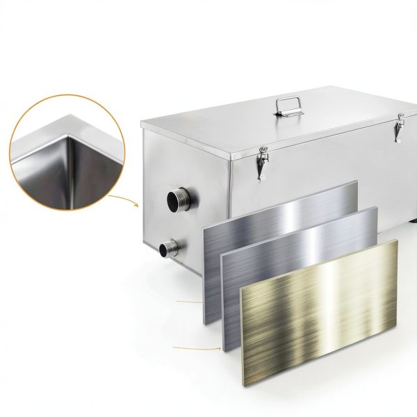 BEAMNOVA Commercial Grease Trap 25lbs Stainless Steel Interceptor, Side Inlet for Restaurant Home Kitchen Tools-3