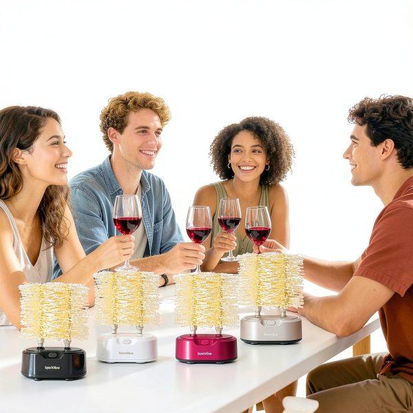 Home Glassware Polisher, World's First Affordable Spinning Glass Polisher, 600 RPM Dries, Polishes, All Glasses, Wine, Bar, Drinking, Wet/Dry, For Sparkling Glassware, Black, Classic Matte-6