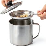 Stainless Steel Grease Container，with Fine Mesh Strainer，for Kitchen Storing Frying Cooking Grease，1.3L-0