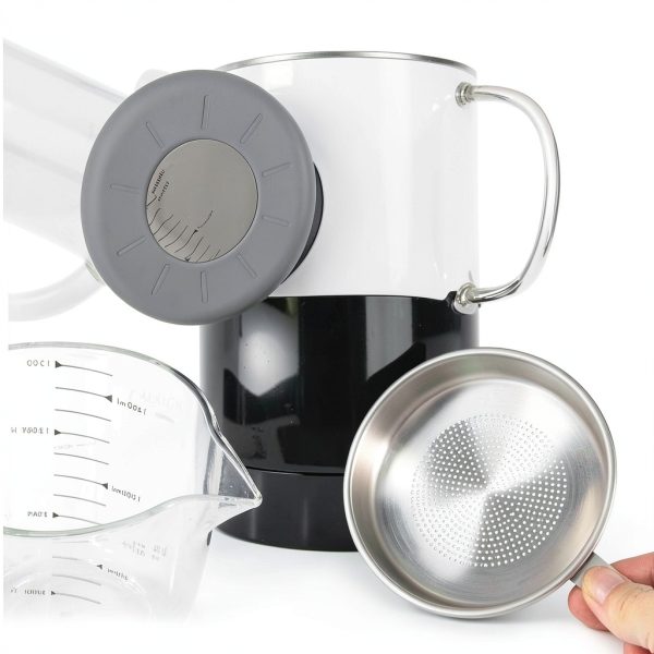 Premium Bacon Grease Saver with Strainer - Large 1.5L Grease Container for Kitchen with Stainless Steel Filter, Used Oil Storage & Bacon Drippings Keeper (50oz, Borosilicate Glass, Non-Slip Base)-4