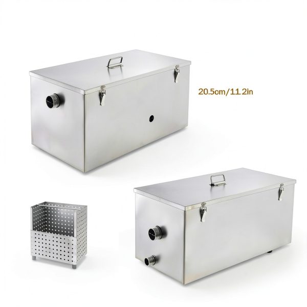 BEAMNOVA Commercial Grease Trap 25lbs Stainless Steel Interceptor, Side Inlet for Restaurant Home Kitchen Tools-5