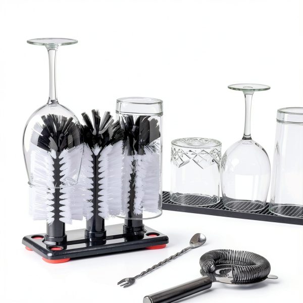 Bar Glass Washer Stockroom Plus Suction Cup Brush Set White Black-1