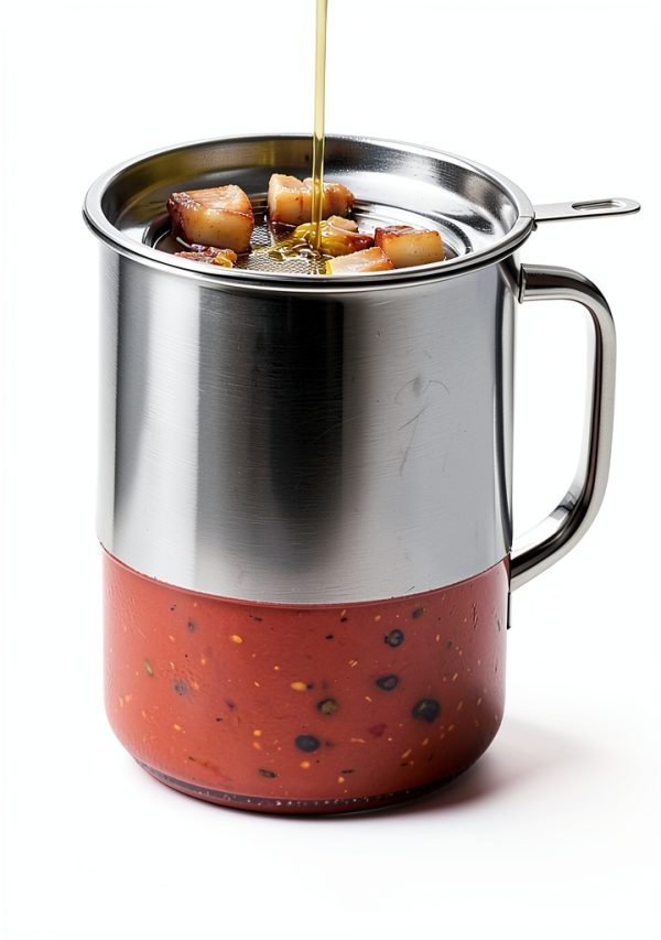 Stainless Steel Grease Container，with Fine Mesh Strainer，for Kitchen Storing Frying Cooking Grease，1.3L-4