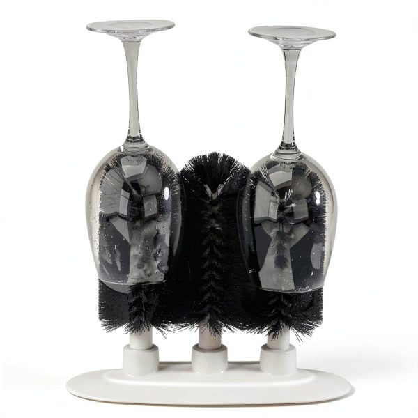New Star Foodservice 54484 Triple Brush Bar Glass Washer - 3 Brushes - Suction Base, Non-Battery-2