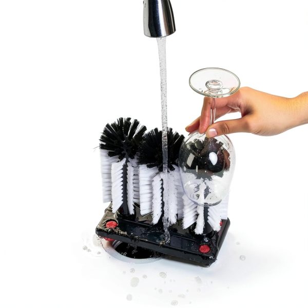 Bar Glass Washer Stockroom Plus Suction Cup Brush Set White Black-2
