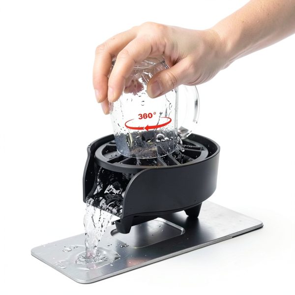 Glass Rinser for Kitchen Sink Glass Rinser with Pull-Out Spray High Pressure 360° Rotating Faucet Glass Rinser Cup Cleaner Bottle Washer for Bar Cafe Sink-1