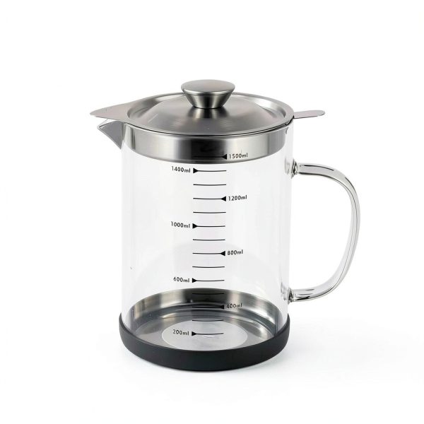 Premium Bacon Grease Saver with Strainer - Large 1.5L Grease Container for Kitchen with Stainless Steel Filter, Used Oil Storage & Bacon Drippings Keeper (50oz, Borosilicate Glass, Non-Slip Base)-3