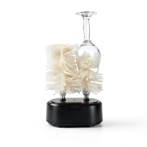 Home Glassware Polisher, World's First Affordable Spinning Glass Polisher, 600 RPM Dries, Polishes, All Glasses, Wine, Bar, Drinking, Wet/Dry, For Sparkling Glassware, Black, Classic Matte-5